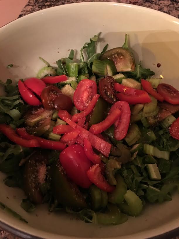 arugula salad for mason jar-before tossing