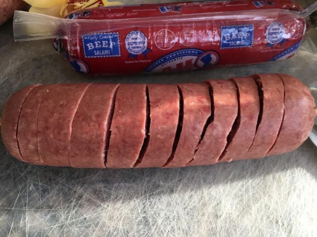 baked spiarlized salami-spiralized