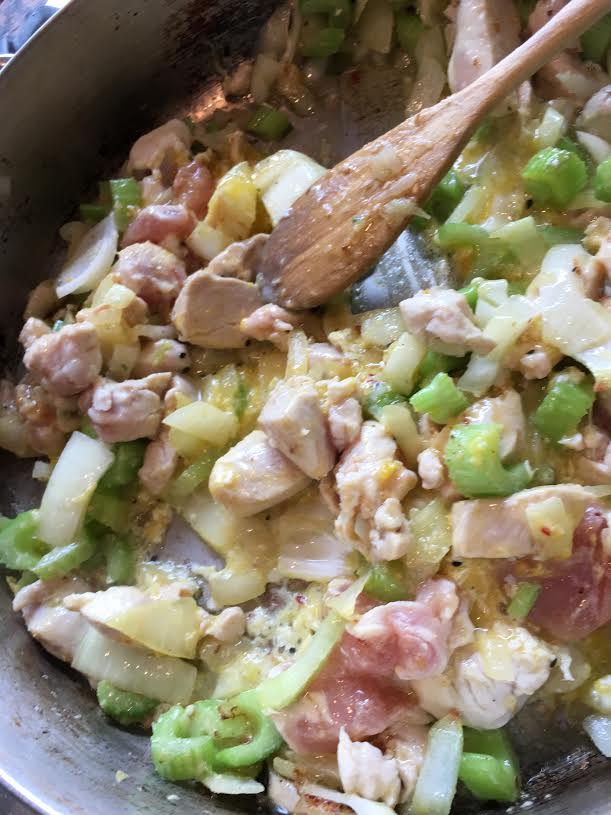 cauliflower couscous-with cooked chicken after egg added