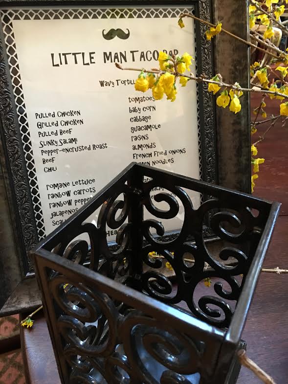 little man party-sign and flowers