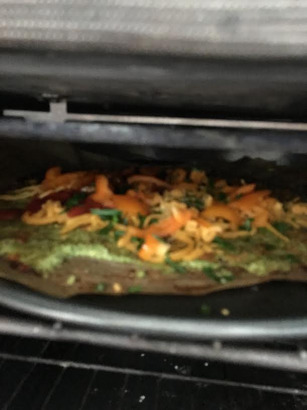 brocolli pizza crust-in oven