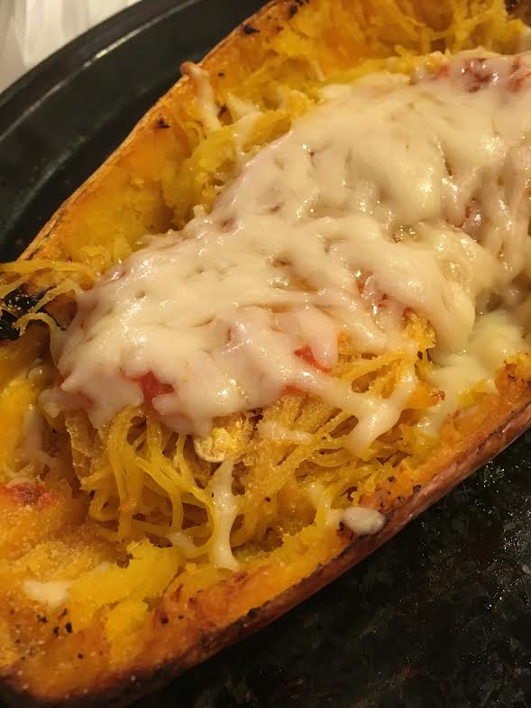 Baked Spaghetti Squash with Sauce and Cheese