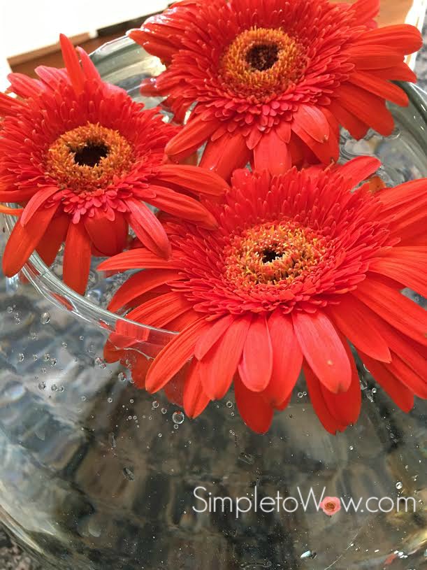 last week's gerber daisies in a large rose bowl