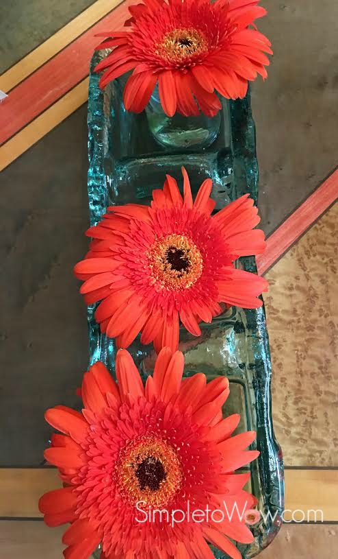 upcycled floral arrangement-gerbers only
