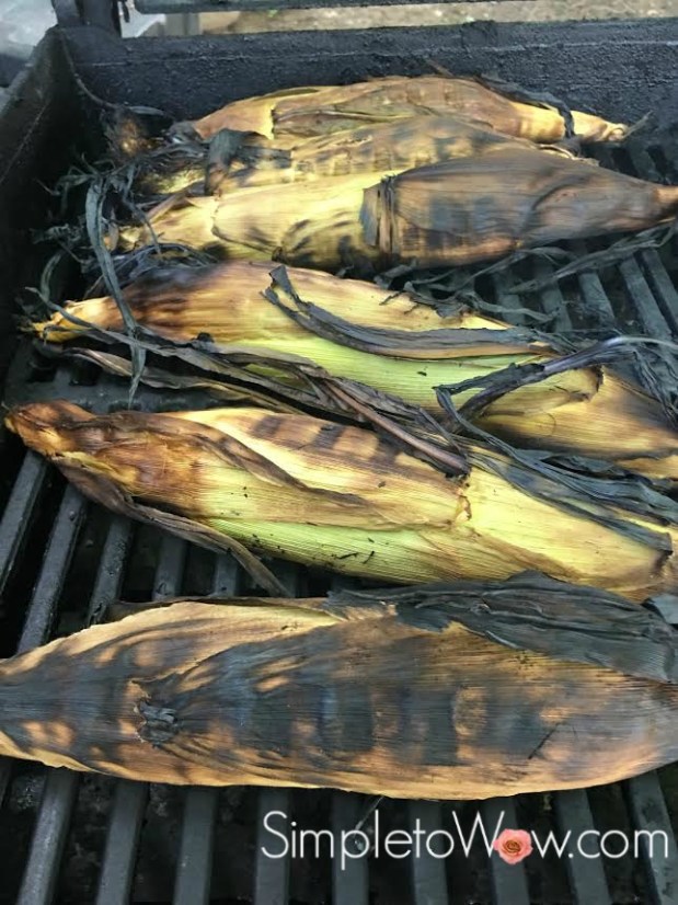 corn in husk on grill