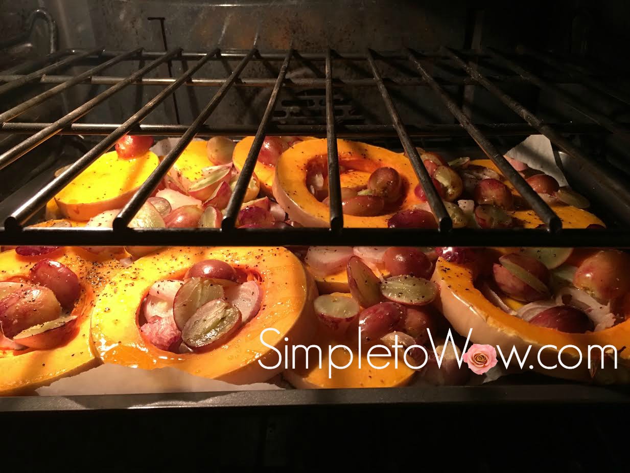 Glazed Butternut Squash with Shallots and Grapes
