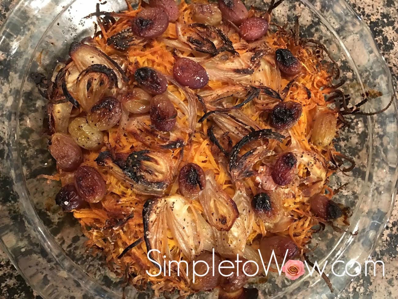 Sweet Potato Gratin with Shallots and Grapes
