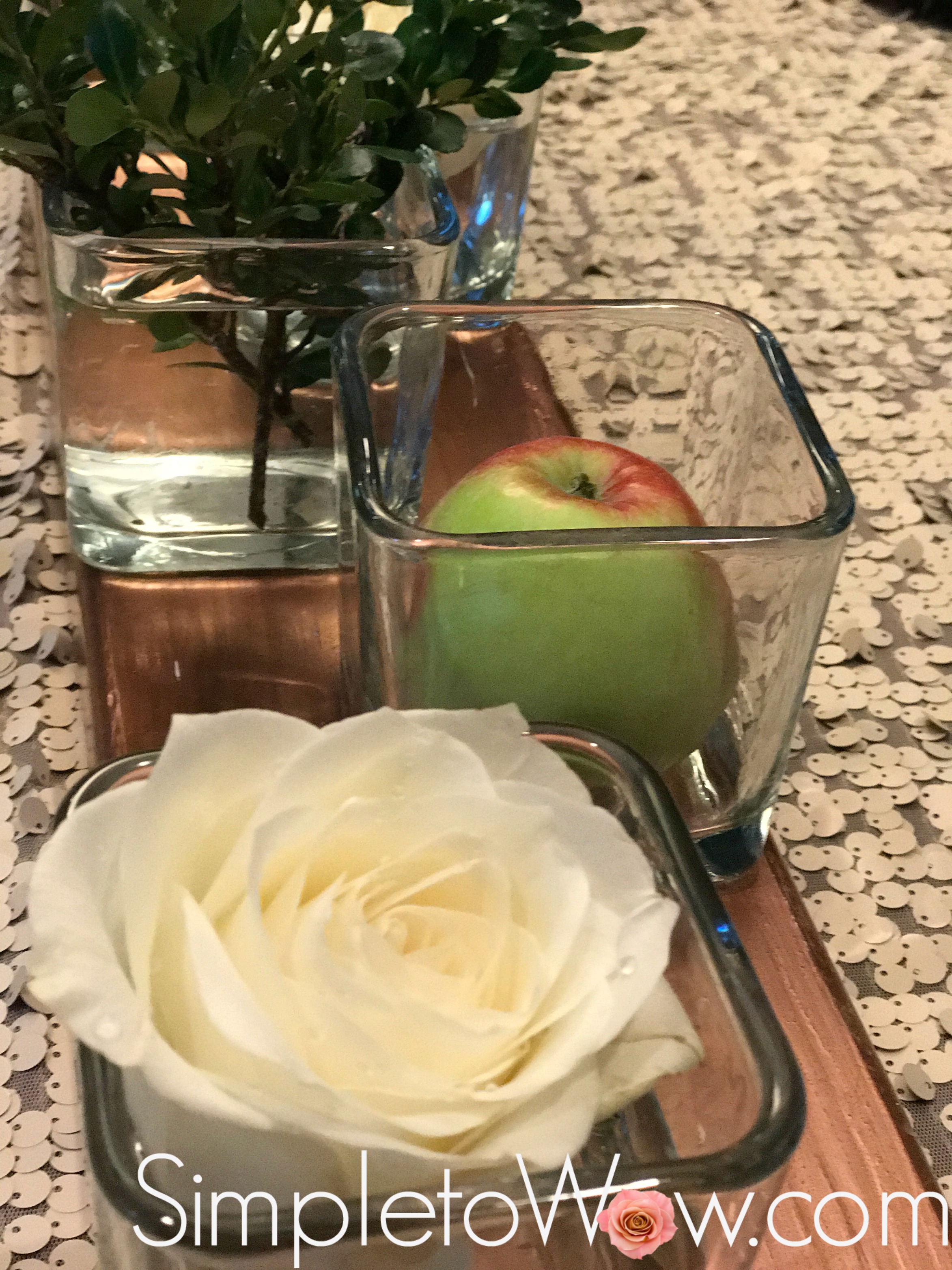 roses and apples arrangement
