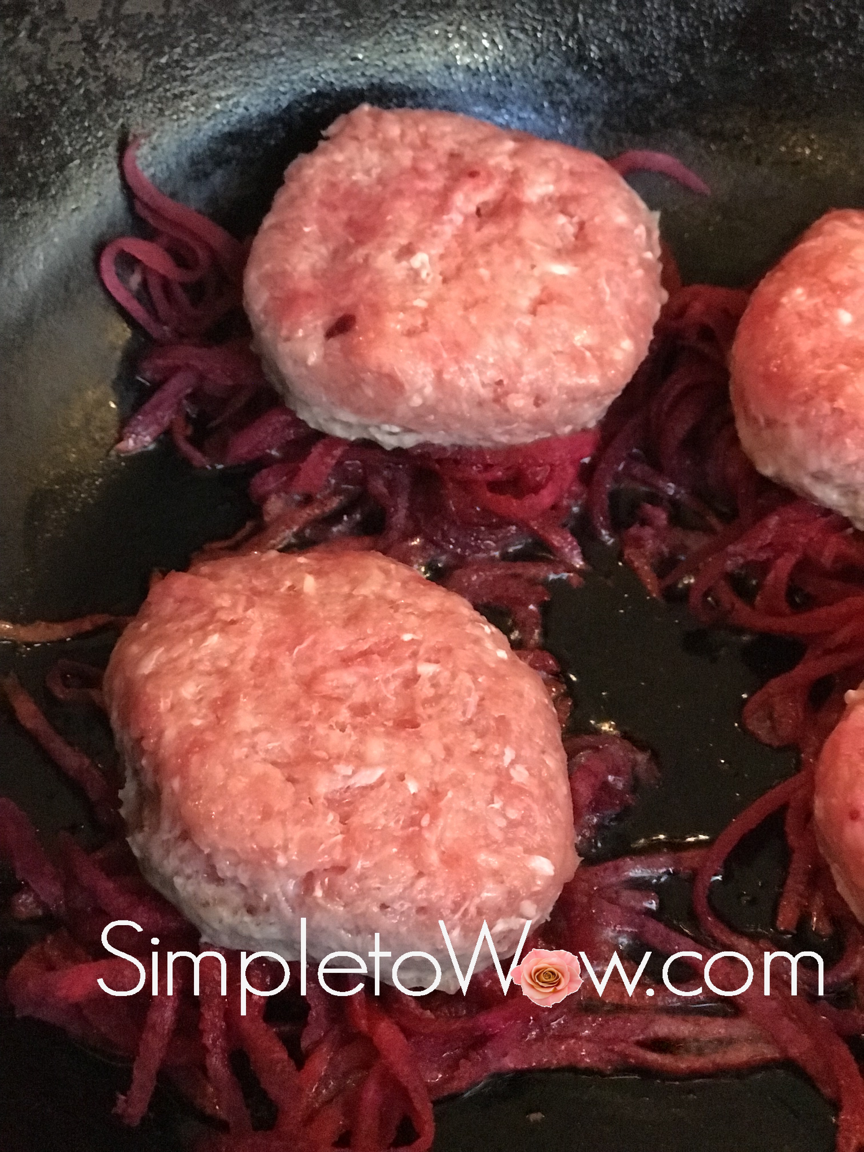 Sliders with Onion Slices and Frizzled Beets