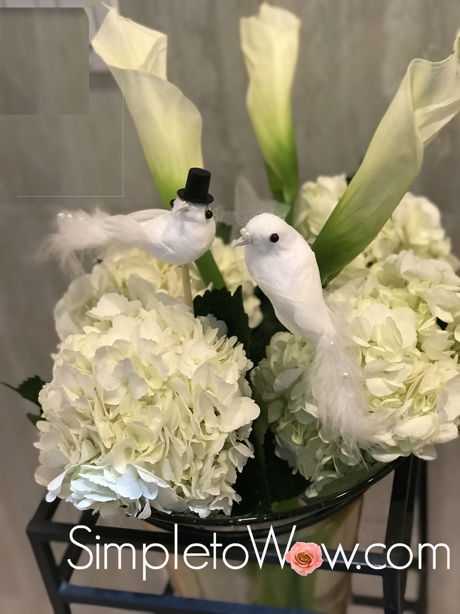 love birds arrangement 3